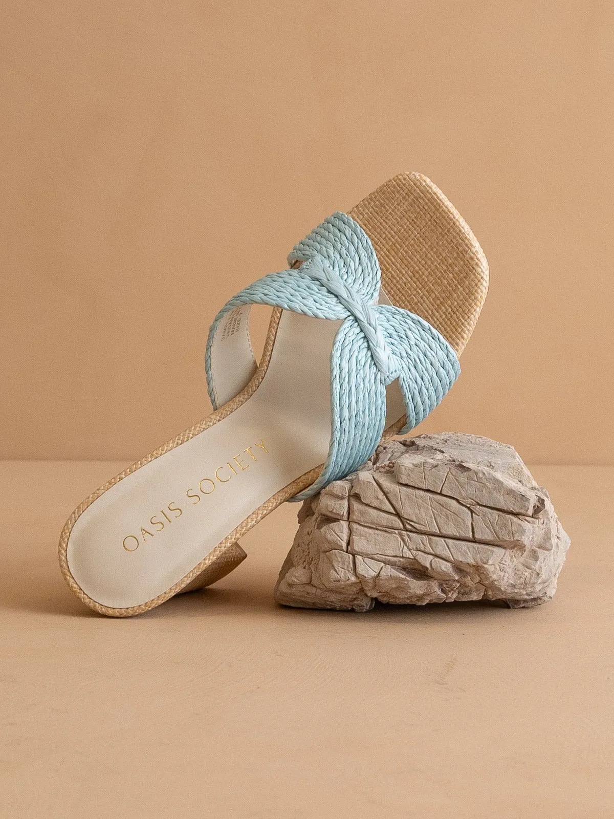 The Santiago | Light Blue Raffia Heel