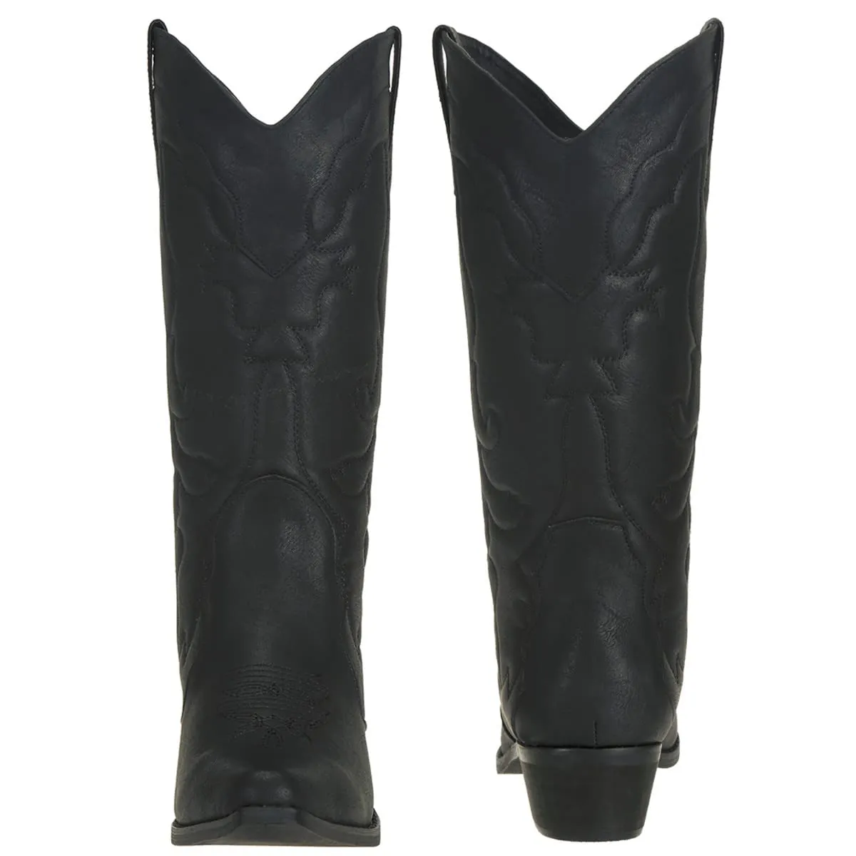 Womens Western Cowgirl Black Cowboy Boots Mid Calf Snip Toe Fashion Shoes