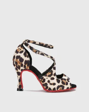 Xandy Leopard Print Velvet Cross Strap Sandals