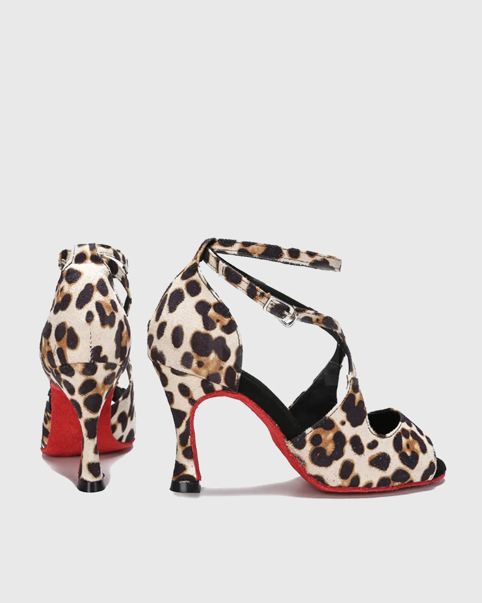 Xandy Leopard Print Velvet Cross Strap Sandals