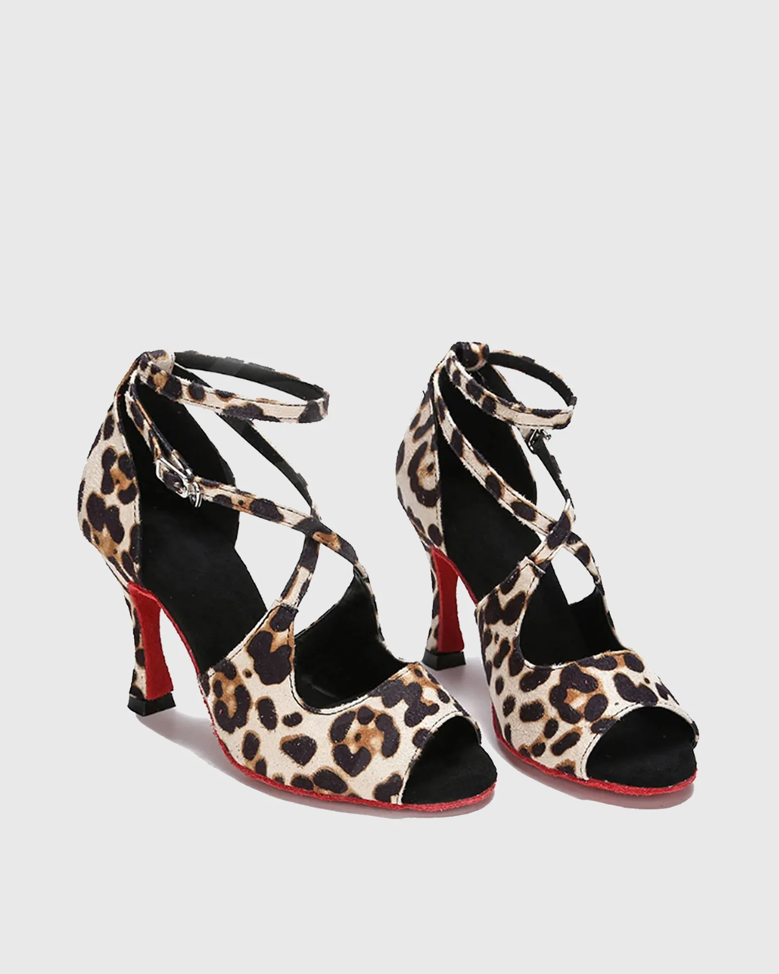 Xandy Leopard Print Velvet Cross Strap Sandals