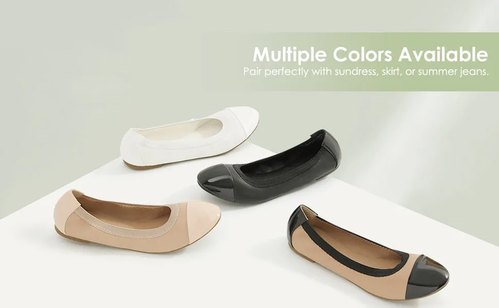 YAERNI Foldable Round Toe Women Flats  Soft Sole E727